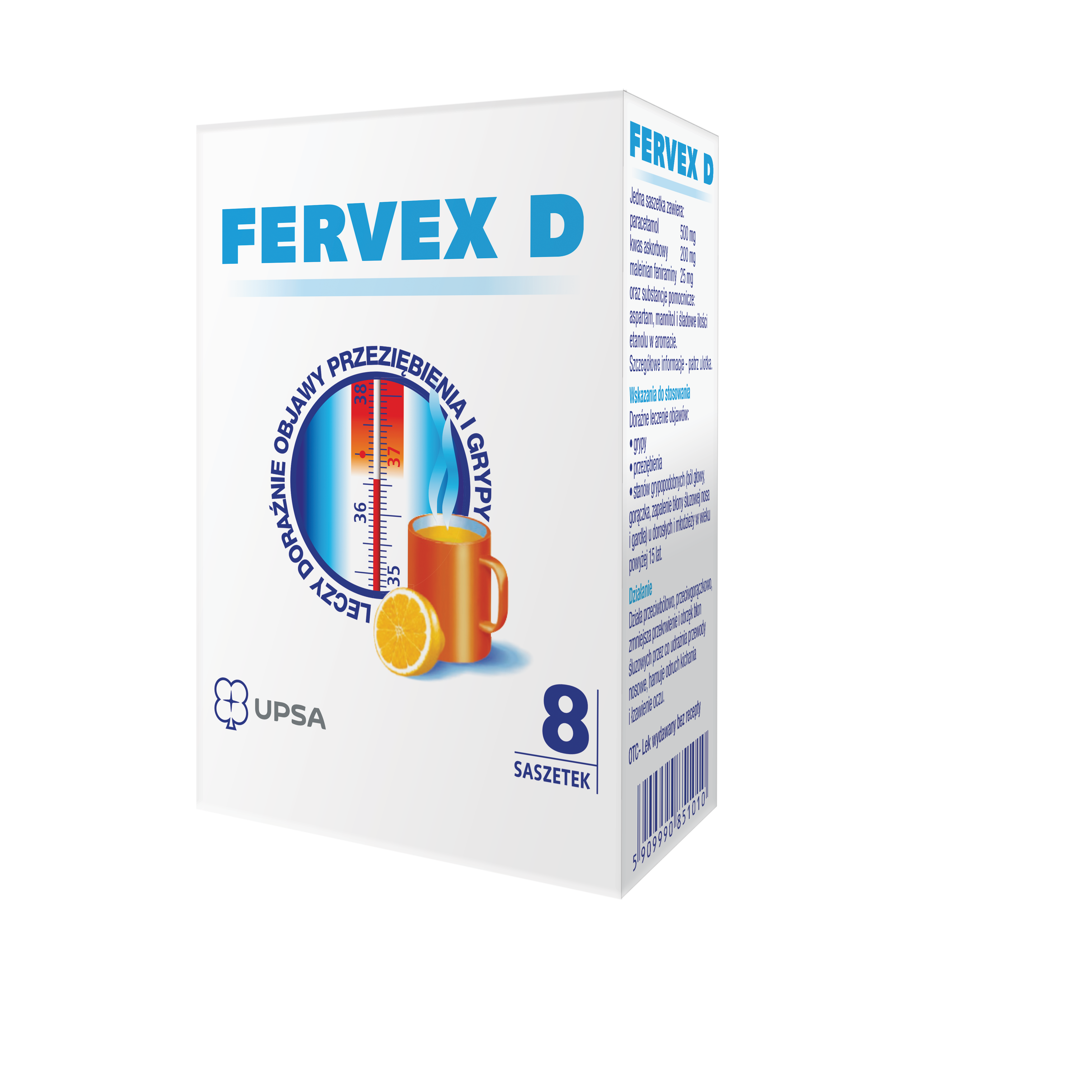 Fervex D 500 mg + 200 mg + 25 mg do sporządzania roztworu doustnego 8 saszetek zdjęcie