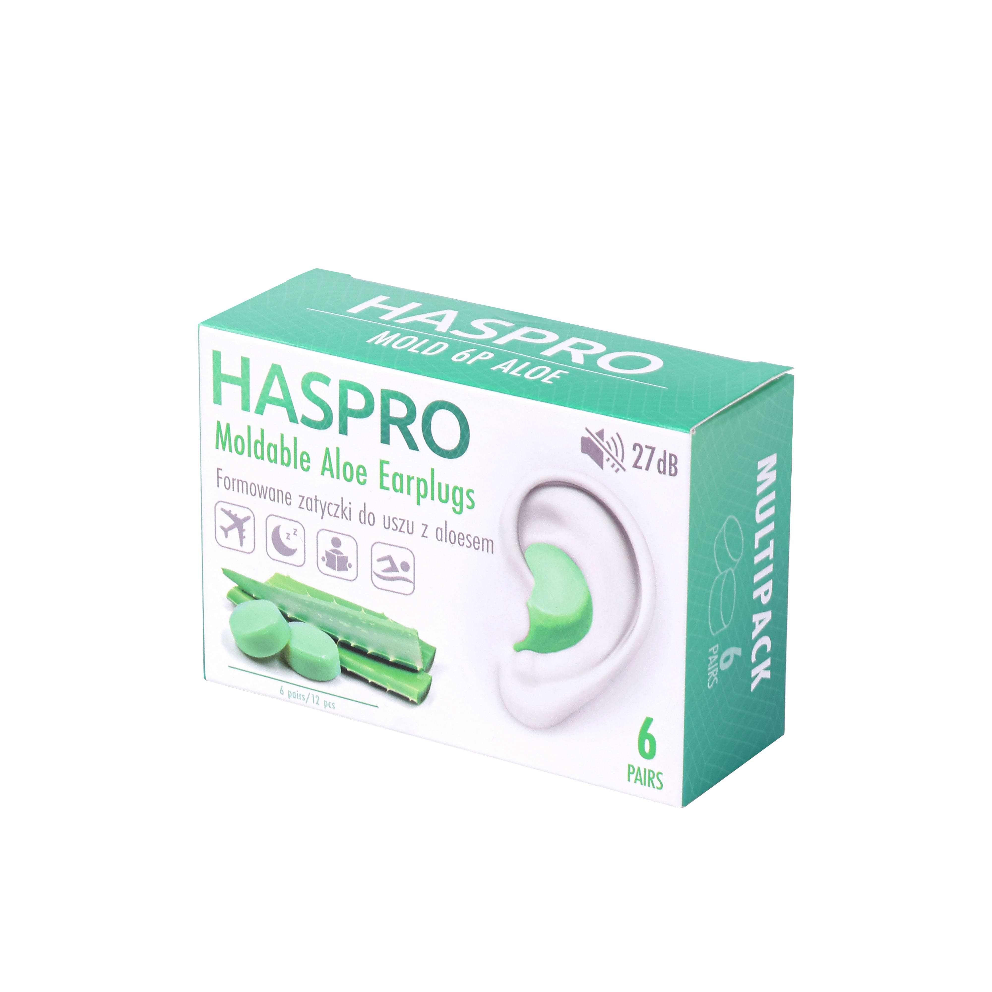 Haspro Mold 6P Aloe, formowane zatyczki do uszu z aloesem, 6 par zdjęcie