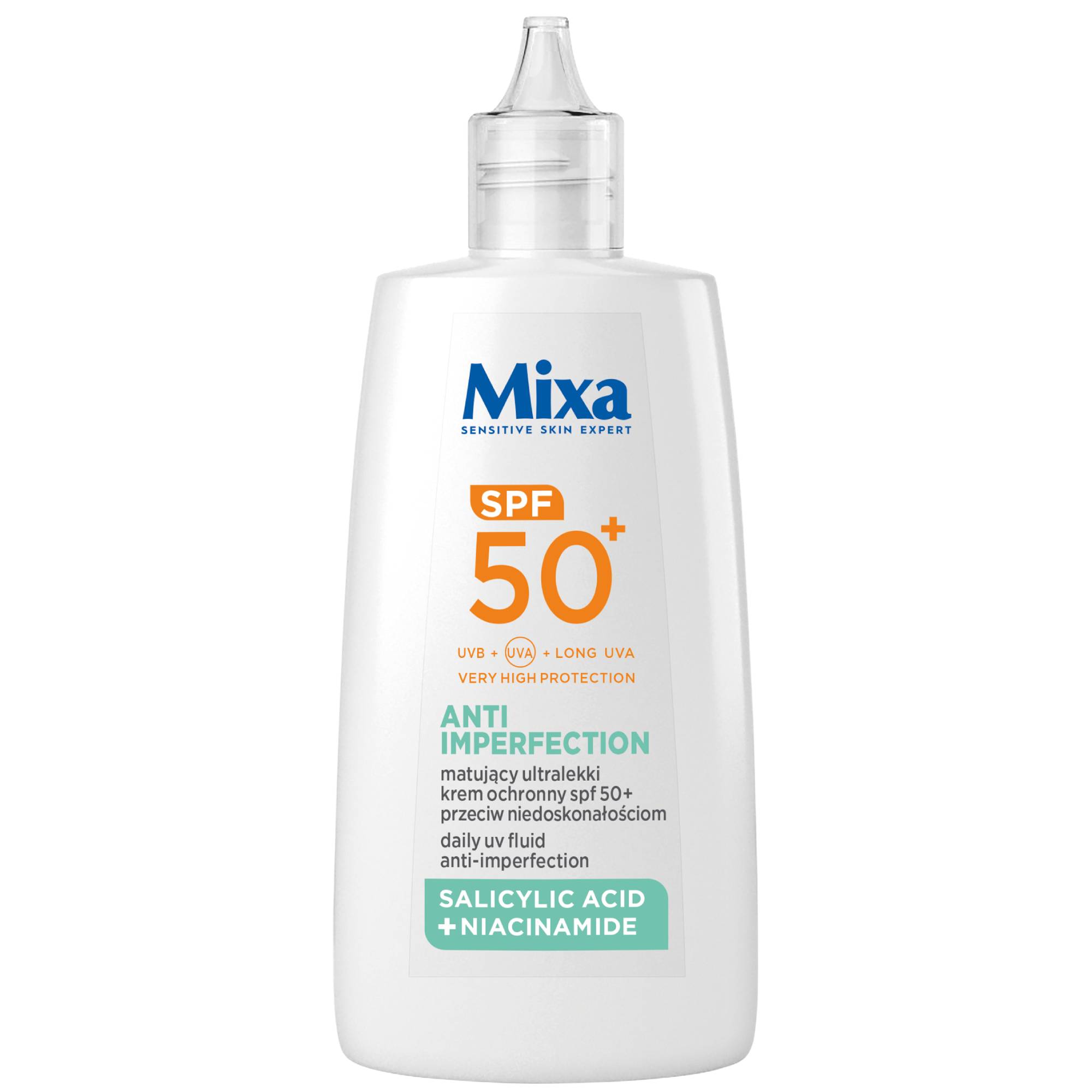 Mixa Matujący ultralekki krem ochronny SPF50 przeciw niedoskonałościom, 40 ml