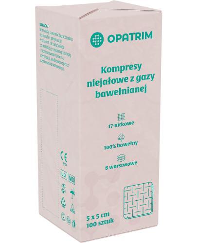 Opatrim Kompresy niejałowe z gazy bawełnianej 17 nitkowe 8 warstwowe 5 x 5 cm, 100 sztuk zdjęcie