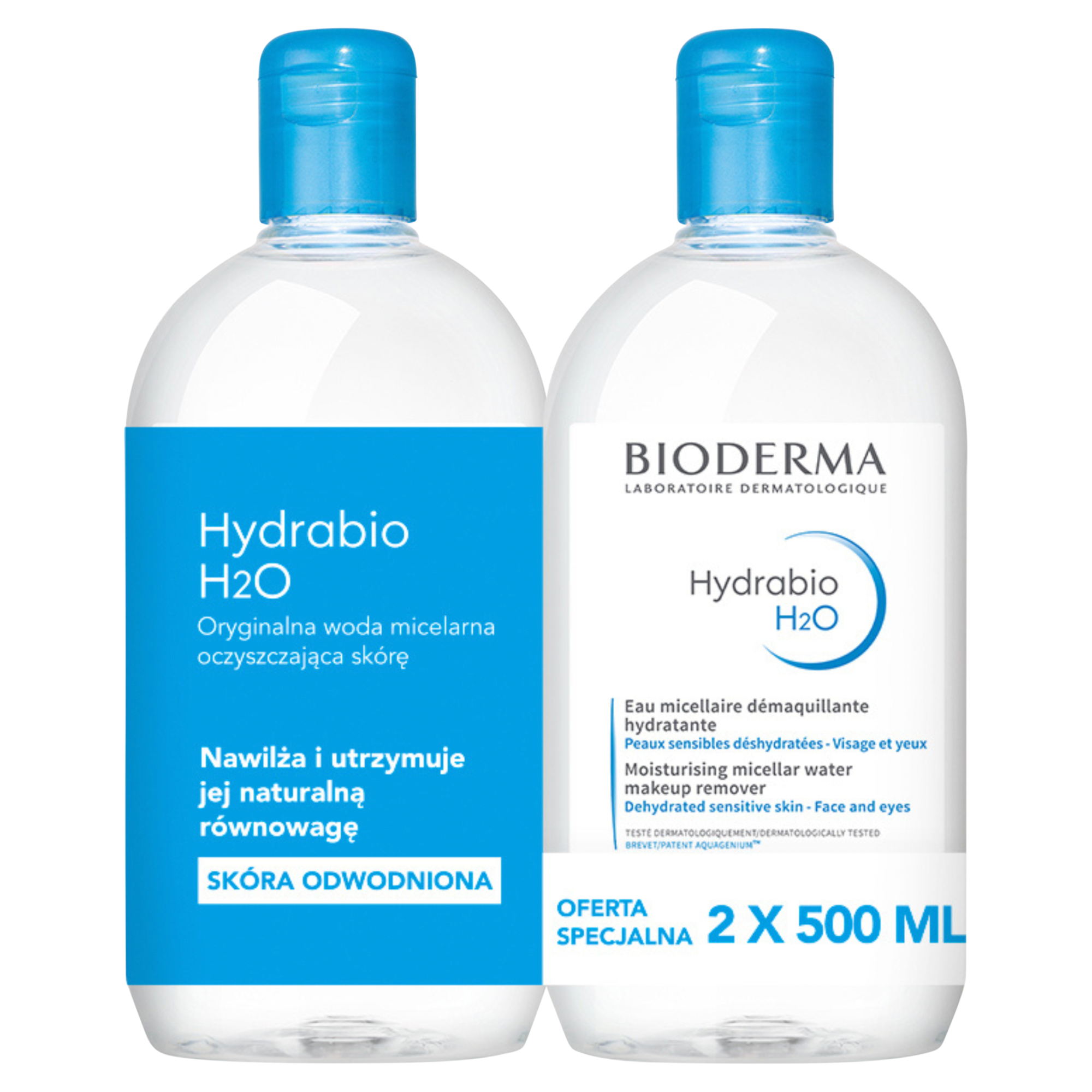 BIODERMA HYDRABIO H2O Płyn micelarny 2 x 500 ml  zdjęcie