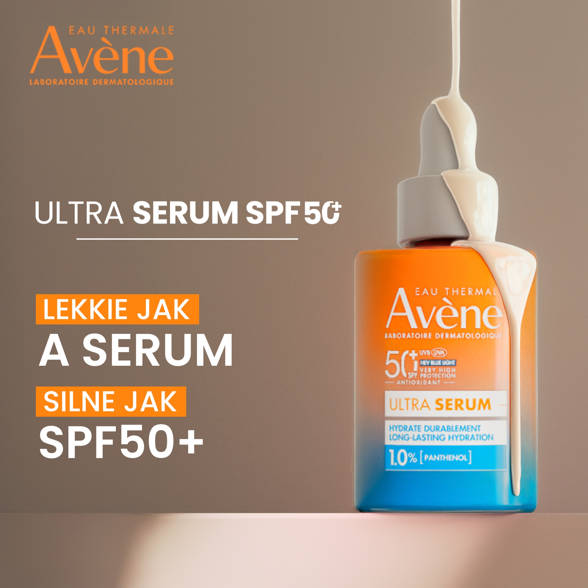 Avene, Bardzo wysoka ochrona Ultra Serum długotrwale nawilżające SPF 50+, 30 ml