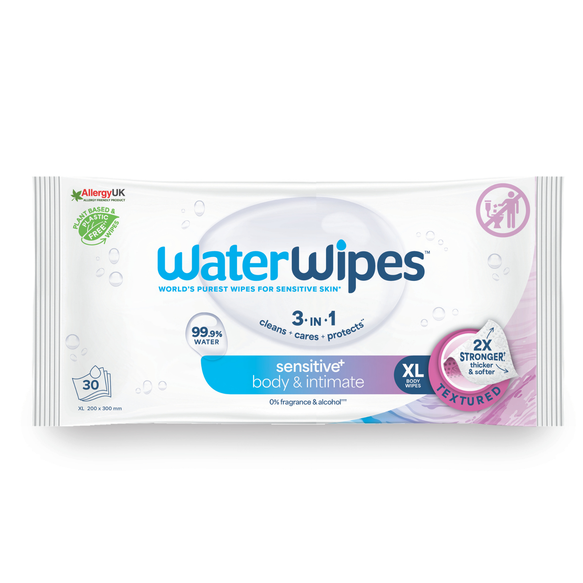 WaterWipes Adult Care, Chusteczki nawilżane dla dorosłych XL 20x30cm, 30 sztuk  zdjęcie