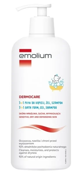 Emolium Dermocare 3w1, płyn do kąpieli żel do mycia szampon, 400 ml zdjęcie