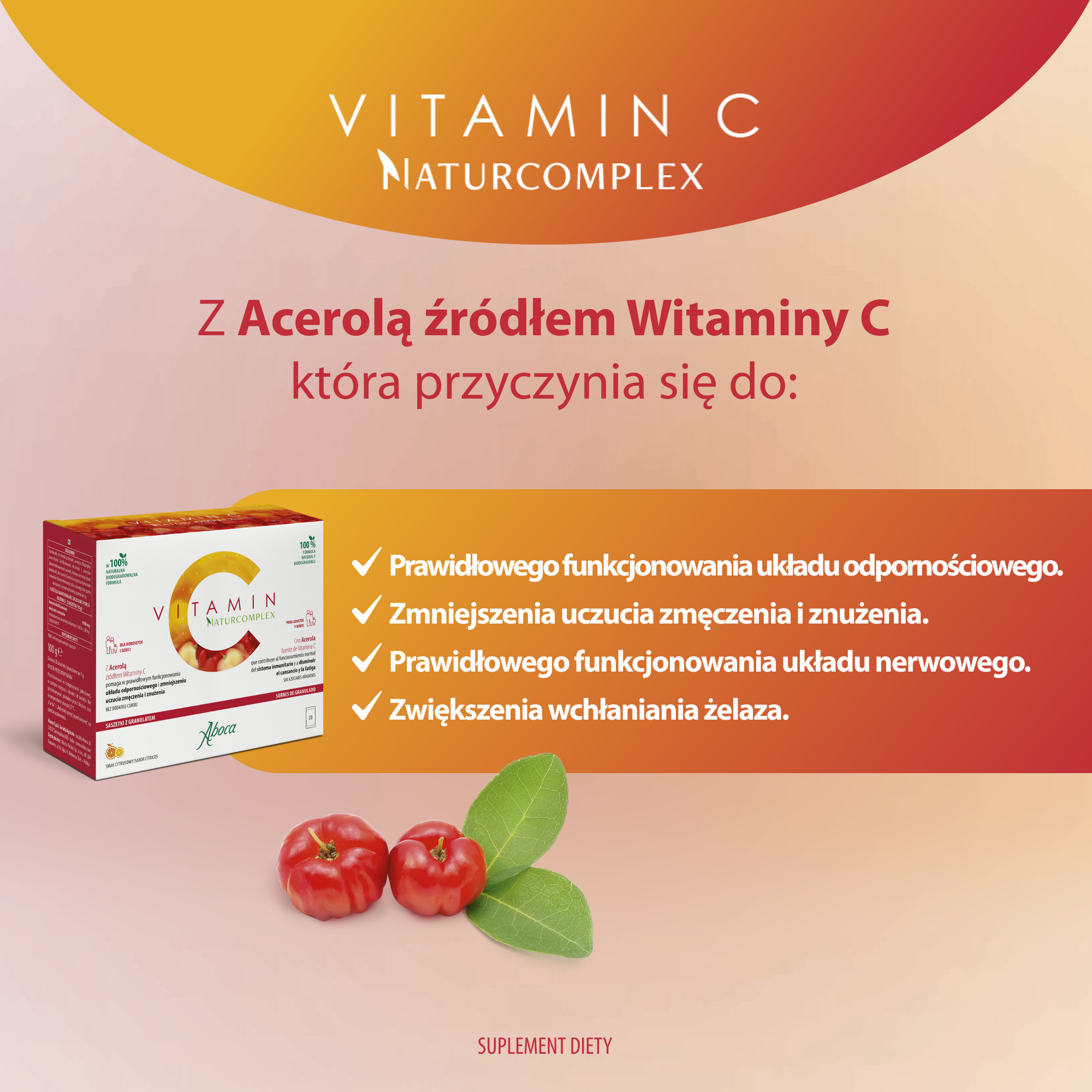 Aboca Vitamin C Naturcomplex, saszetki, 20 sztuk