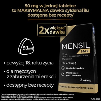 Mensil Max (Sildenafil 50mg) lek na erekcję, 4 tabletki