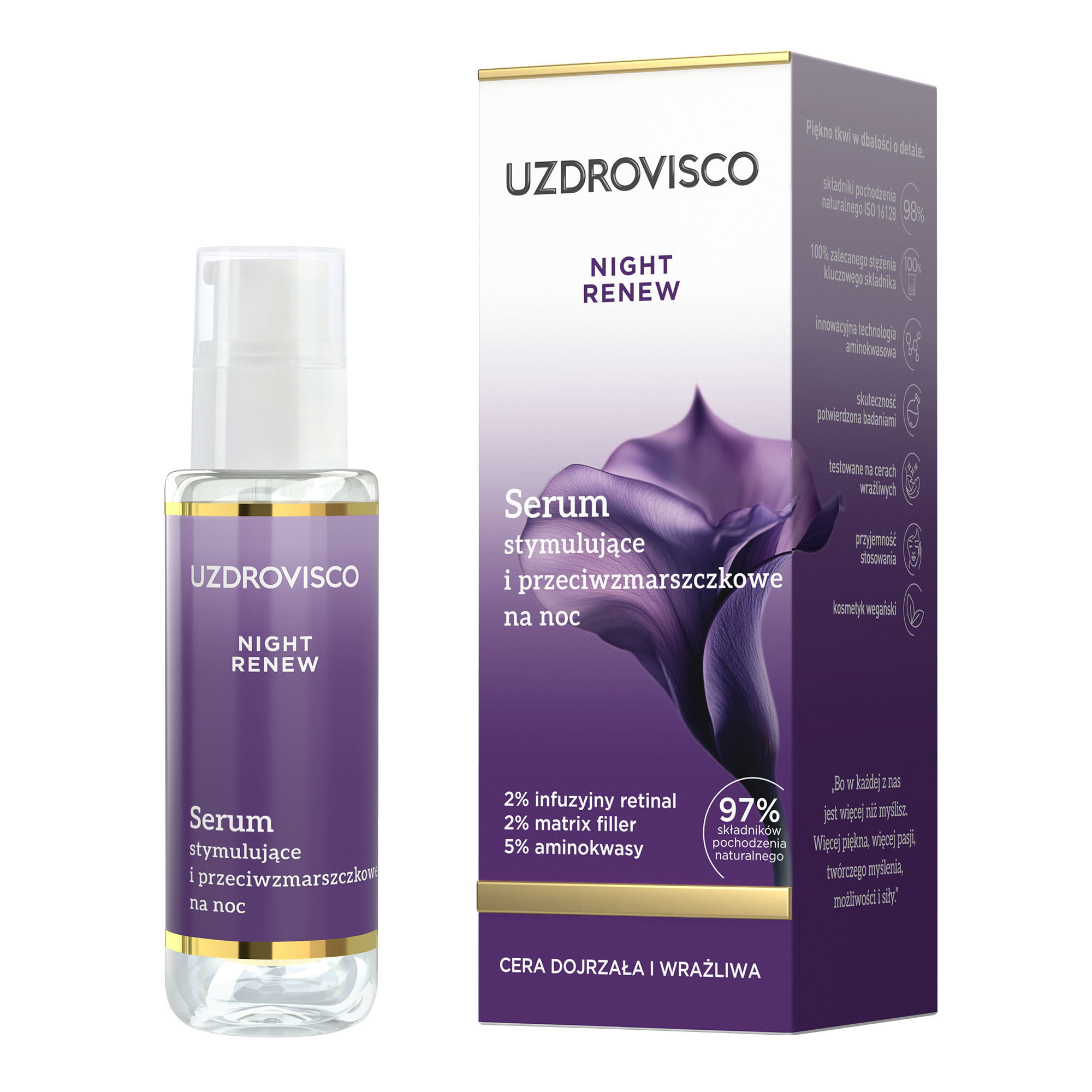 Uzdrovisco  Night Renew Serum stymulujące i przeciwzmarszczkowe na noc, 30 ml