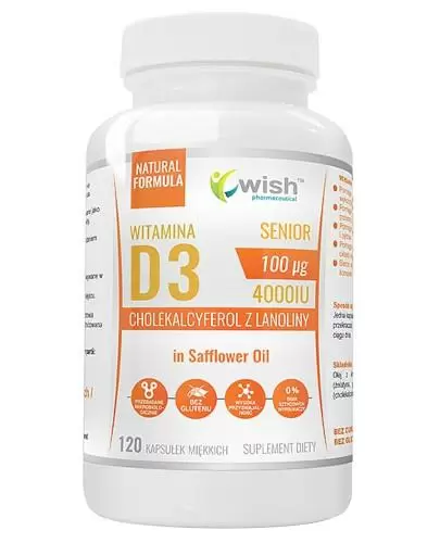 Wish Witamina D3 Senior 4000 IU 100 µg 120 kapsułek miękkich zdjęcie