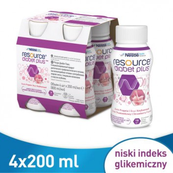Resource Diabet Plus preparat odżywczy w płynie smak truskawkowy 4x 200 ml