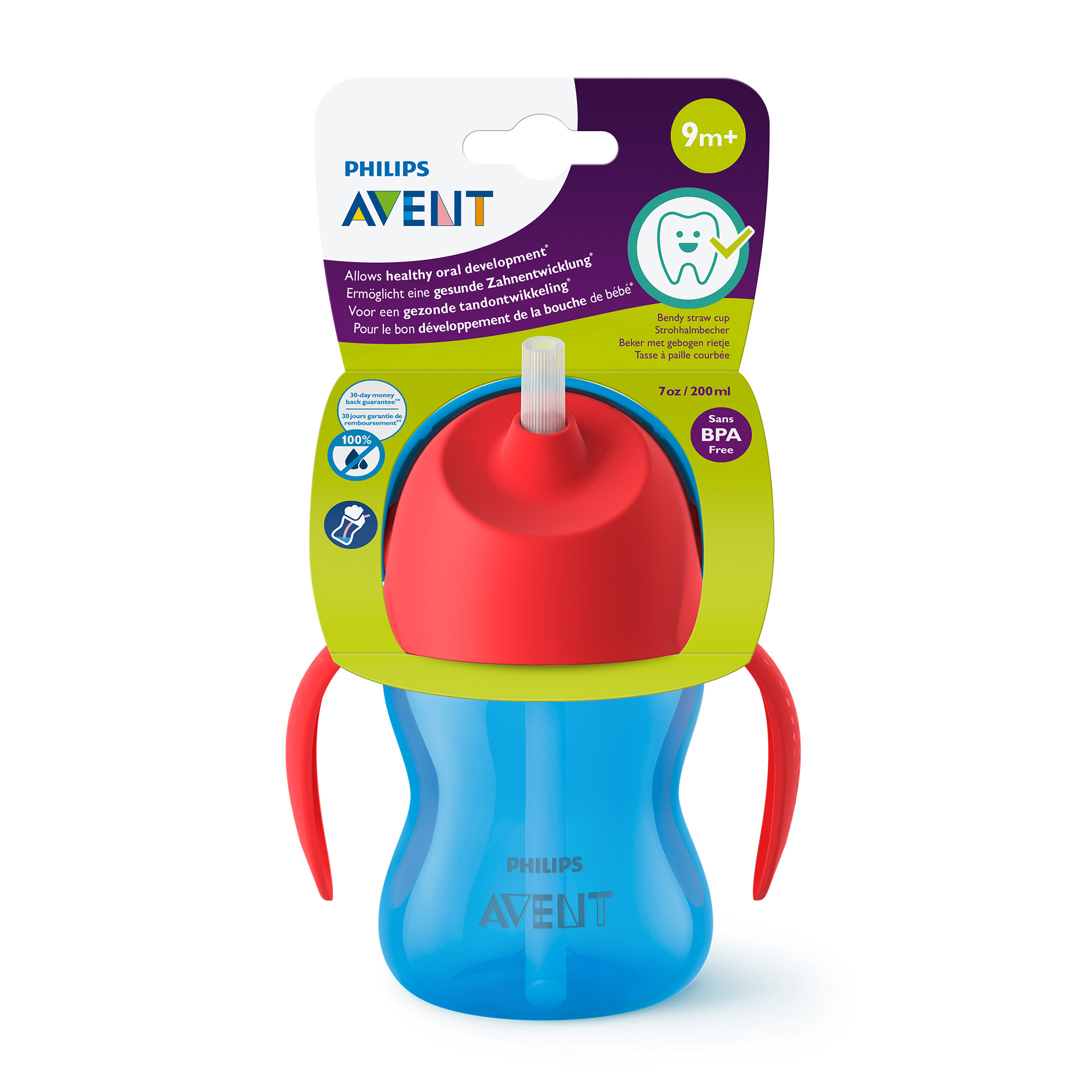 Avent Philips kubek z giętką słomką 200 ml dla dzieci 9m+ [SCF796/01] zdjęcie