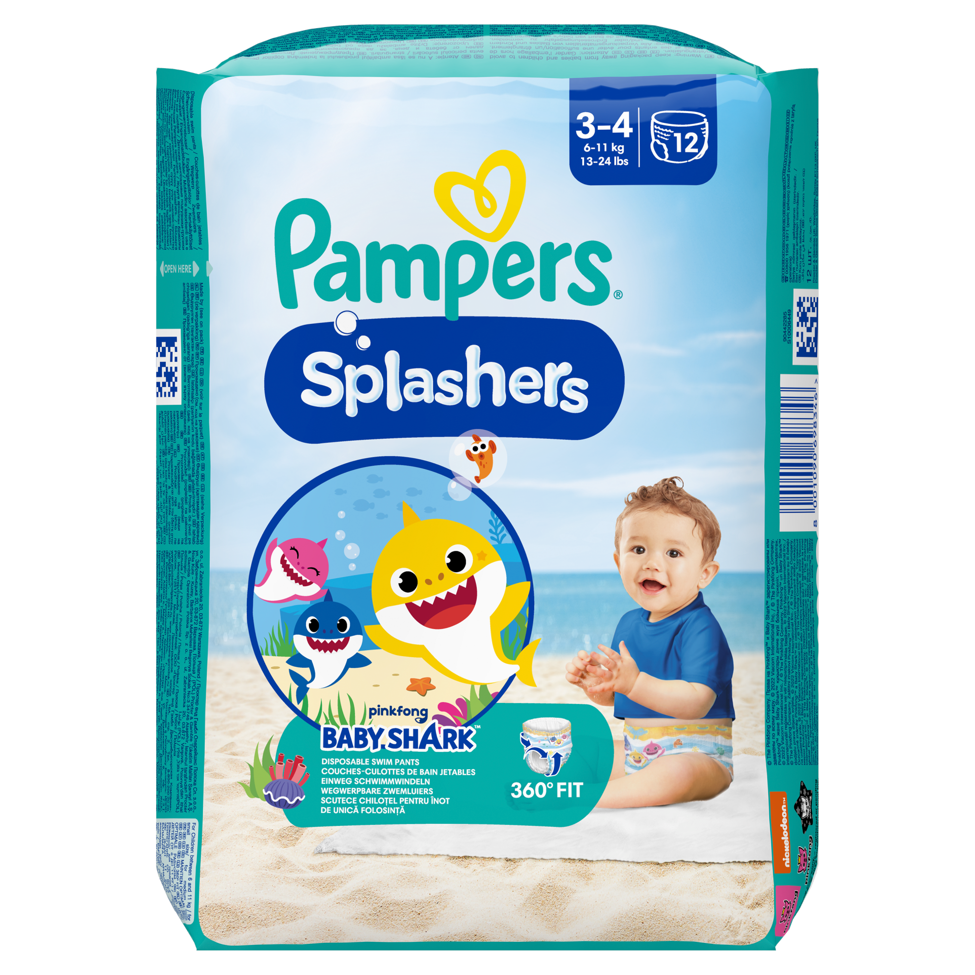 Pampers Splashers 3-4 jednorazowe pieluchomajtki do pływania 6-11 kg - 12 sztuk zdjęcie