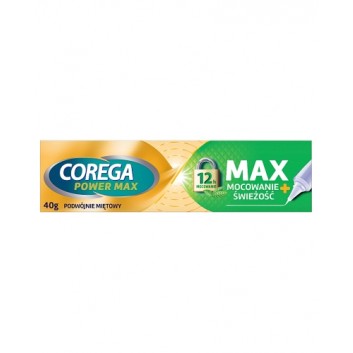 Corega Power Max Mocowanie + Świeżość krem mocujący do protez zębowych o smaku podwójnie miętowym 40 g