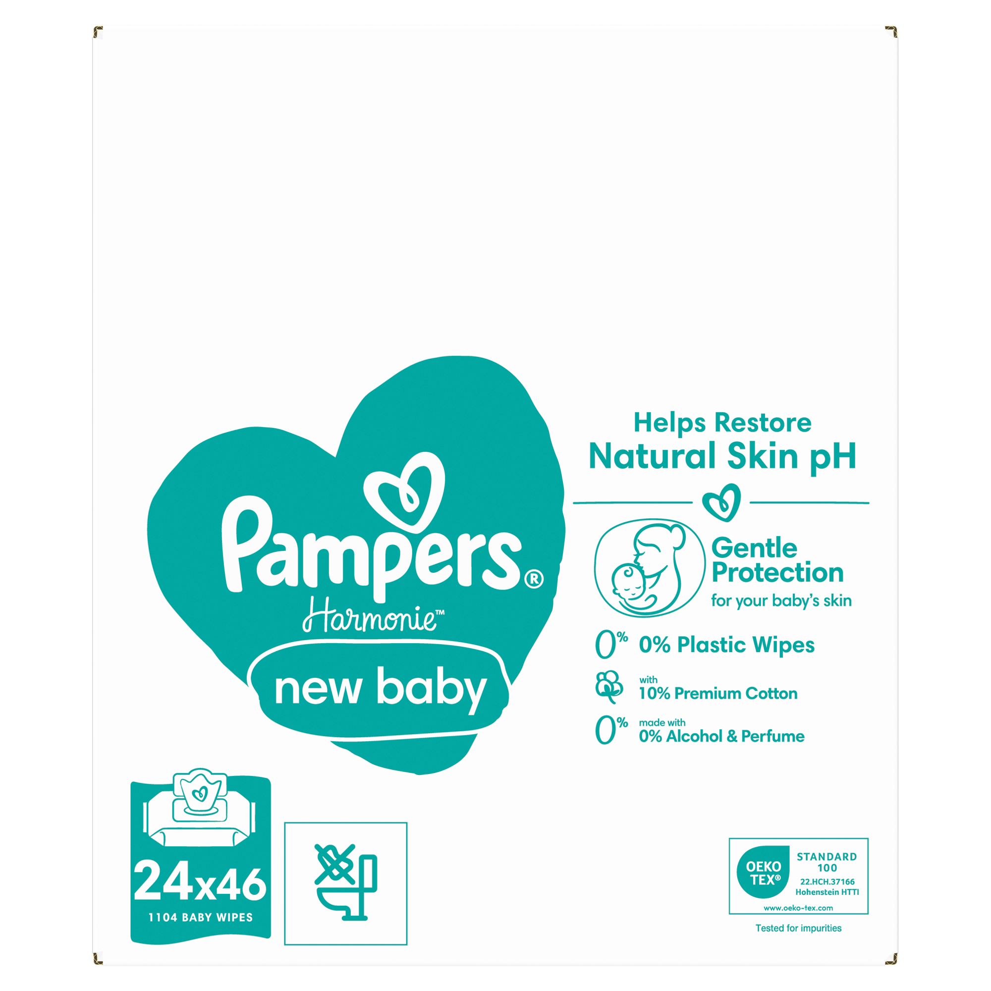 Pampers Harmony New Baby Chusteczki nawilżane, 24 x 46 sztuk zdjęcie