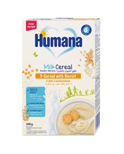 Humana Kaszka mleczna 5 zbóż z herbatnikiem 200 g zdjęcie