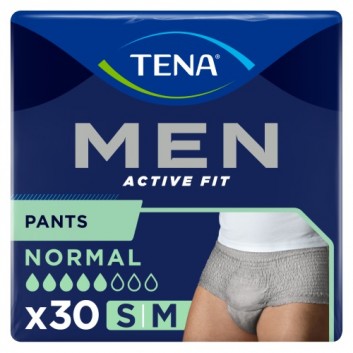 TENA Men Pants Normal Grey S/M 75-105 cm, bielizna chłonna, 30 sztuk