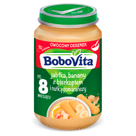 BoboVita Mus jabłka, banany z biszkoptem i nutką pomarańczy, po 8 miesiącu 190 g zdjęcie
