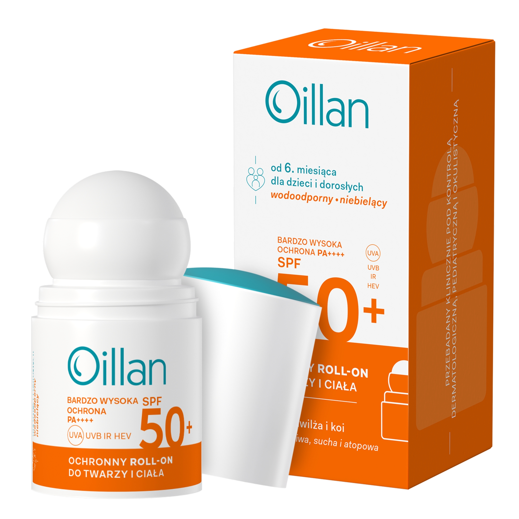 Oillan Sun, Ochronny roll-on do twarzy i ciała, 50 ml