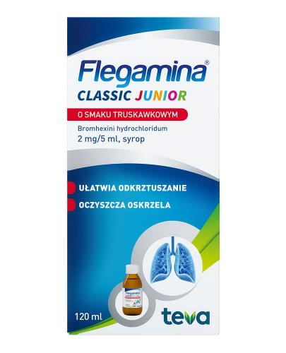 FLEGAMINA JUNIOR Syrop o smaku truskawkowym 2 mg/5 ml, 120 ml zdjęcie