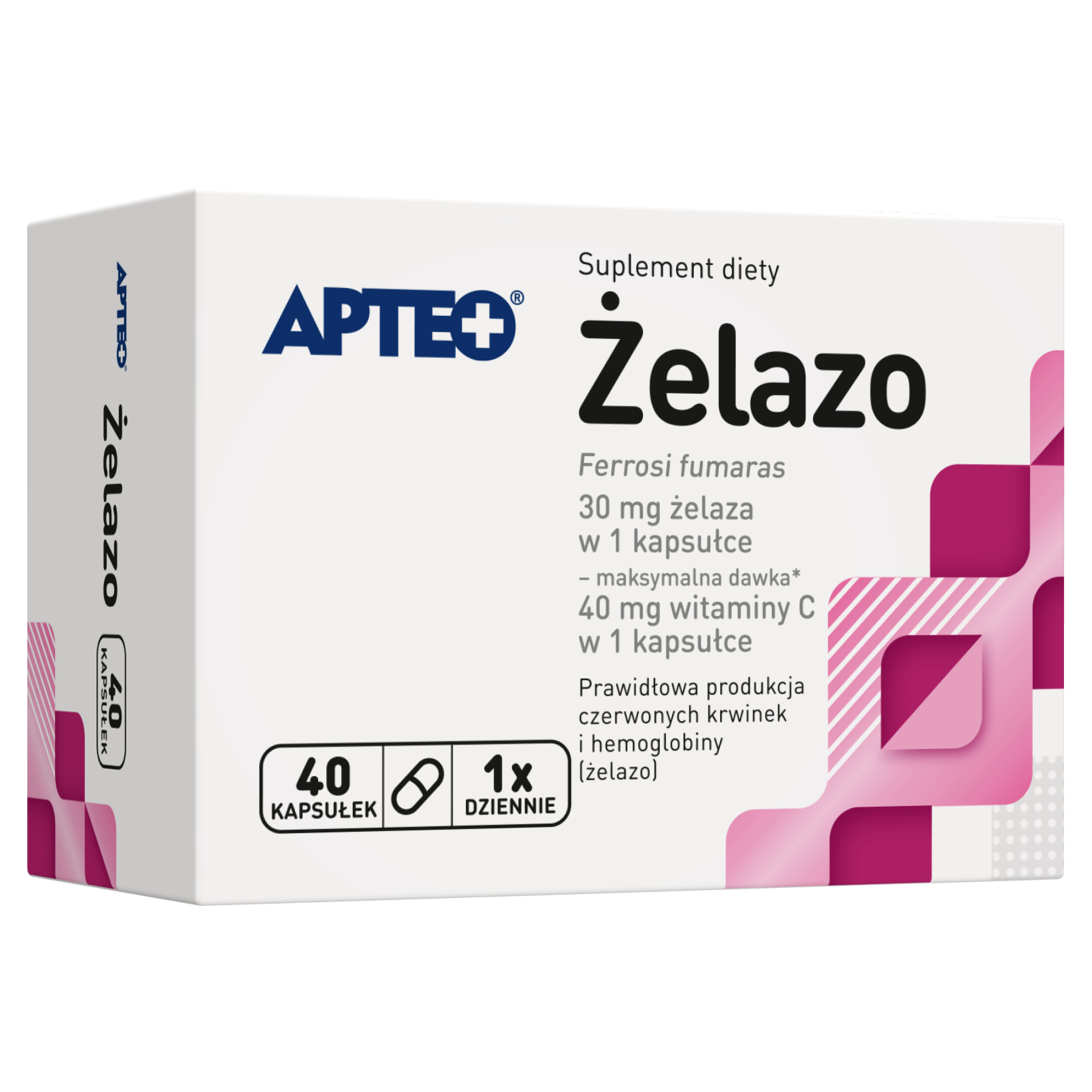 Apteo, Żelazo, 25 mg, kapsułki, 40 sztuk zdjęcie