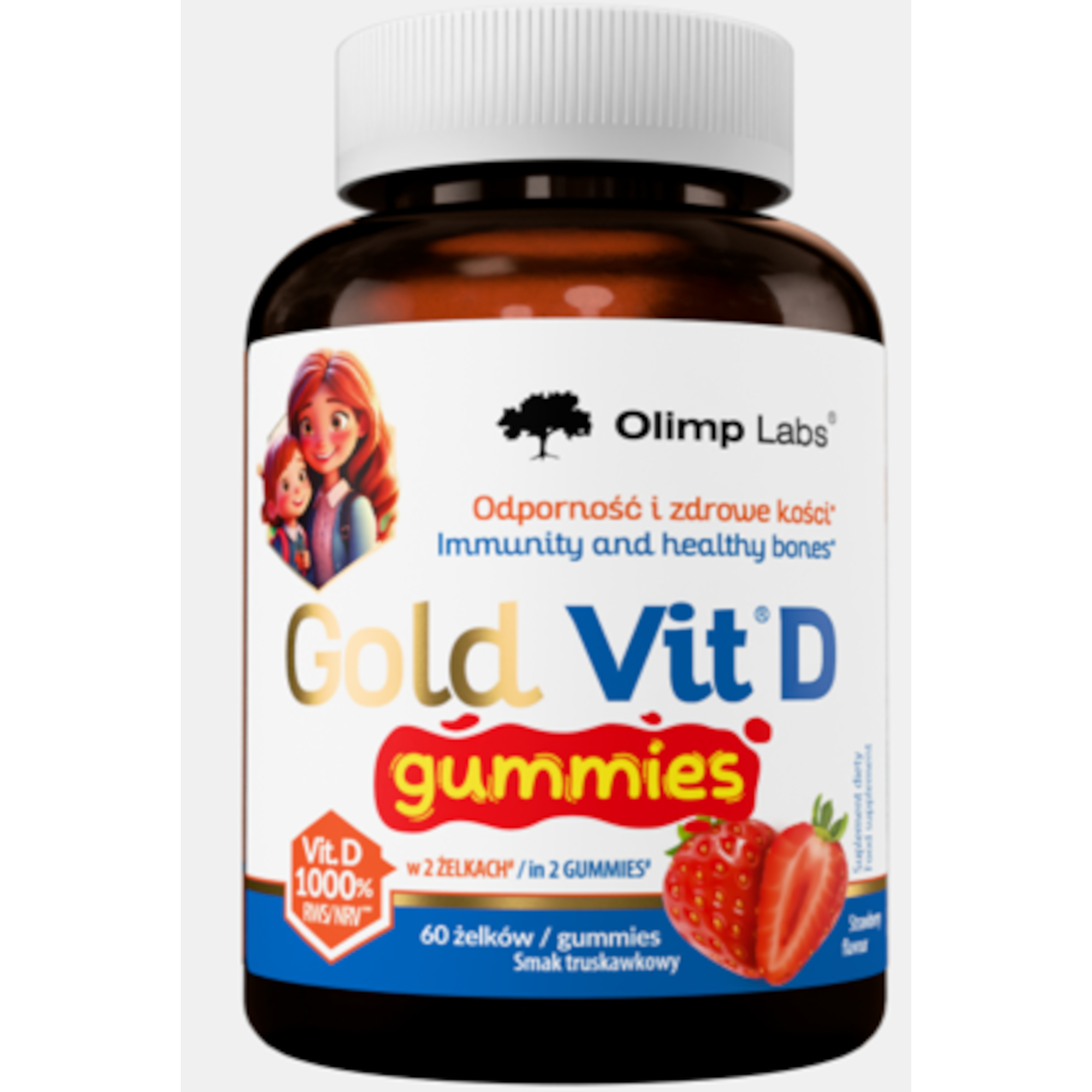 Gold Vit D Gummies smak truskawkowy, żelki, 60 sztuk zdjęcie