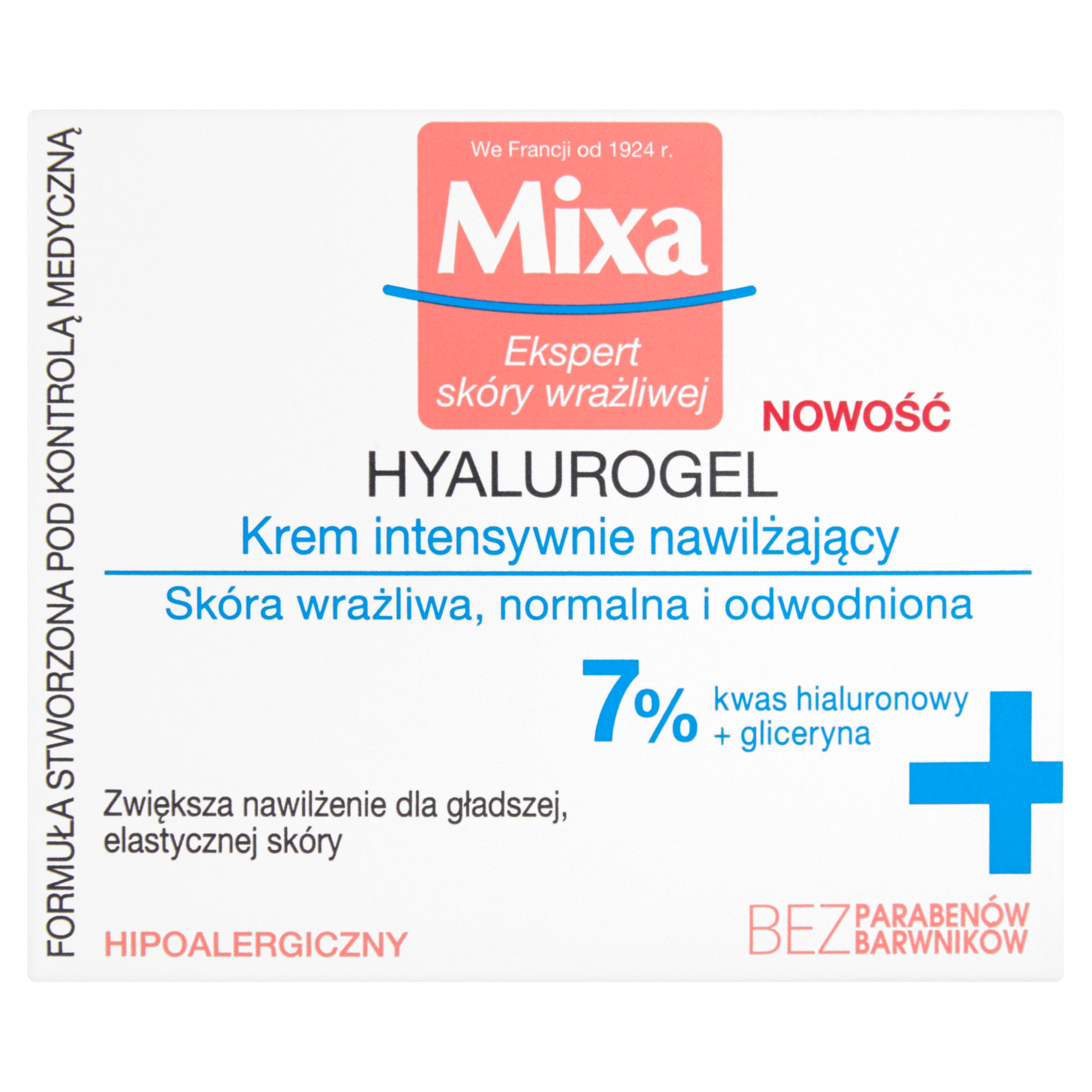 MIXA HYALUROGEL Krem intensywnie nawilżający, skóra normalna i sucha - 50 ml - cena, opinie, wskazania zdjęcie