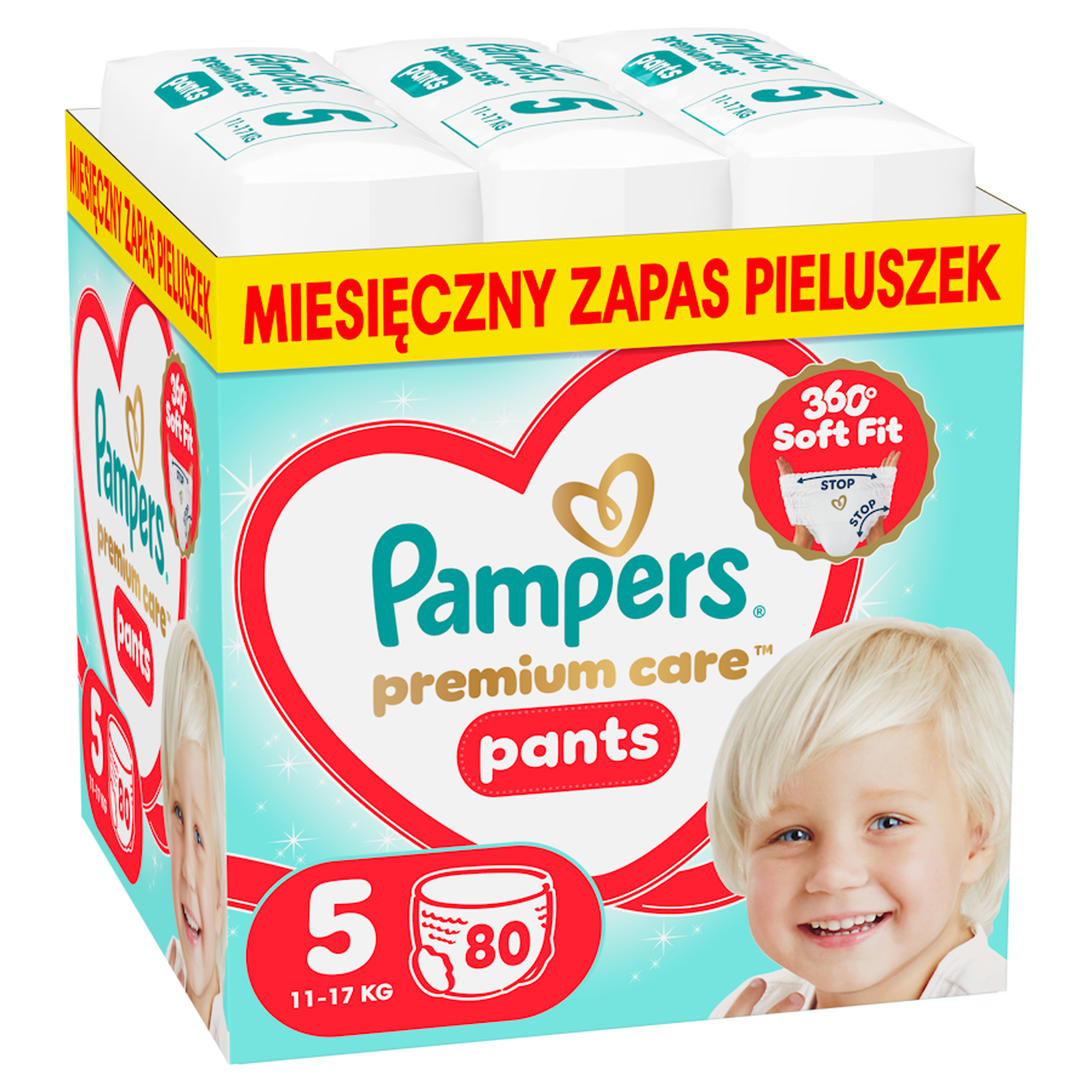 Pampers Premium Care Pieluchomajtki rozmiar 5, 11 kg-17 kg, 80 sztuk zdjęcie
