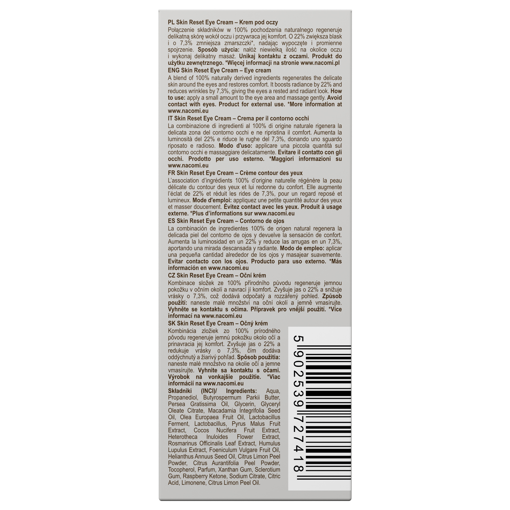 Nacomi Ethic Care Skin Reset Eye Cream Krem pod oczy, 15 ml