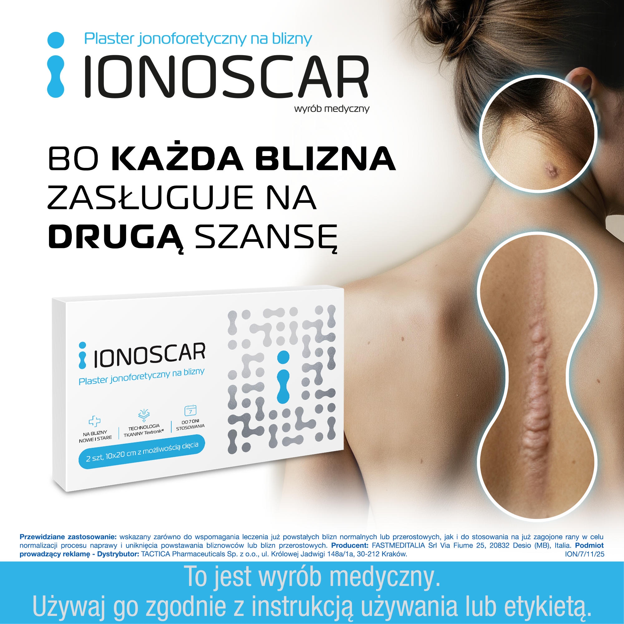 Ionoscar Plaster jonoforetyczny na blizny 10x20 cm, 2 sztuki