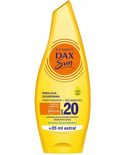 Dax Sun Emulsja ochronna masło kakaowe + olej arganowy SPF20, 175 ml, cena, opinie, właściwości  zdjęcie