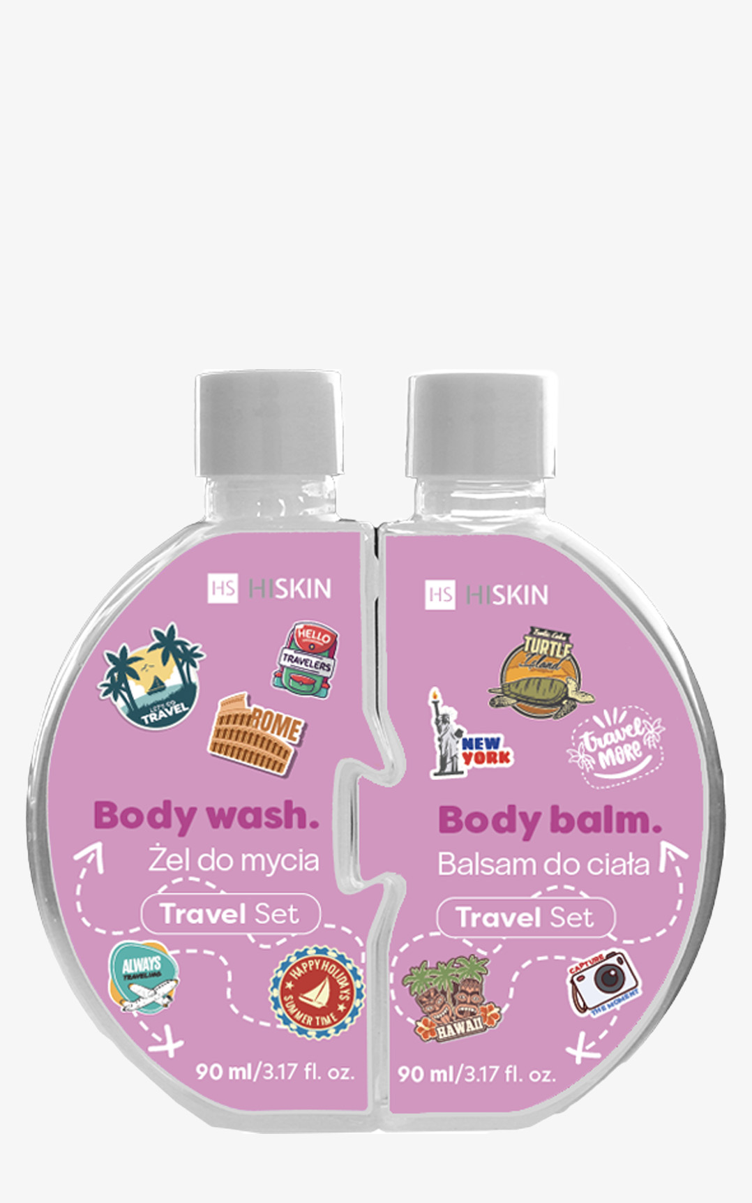 Hiskin Puzzle Travel, żel do mycia, 90 ml, balsam do ciała, 90 ml zdjęcie