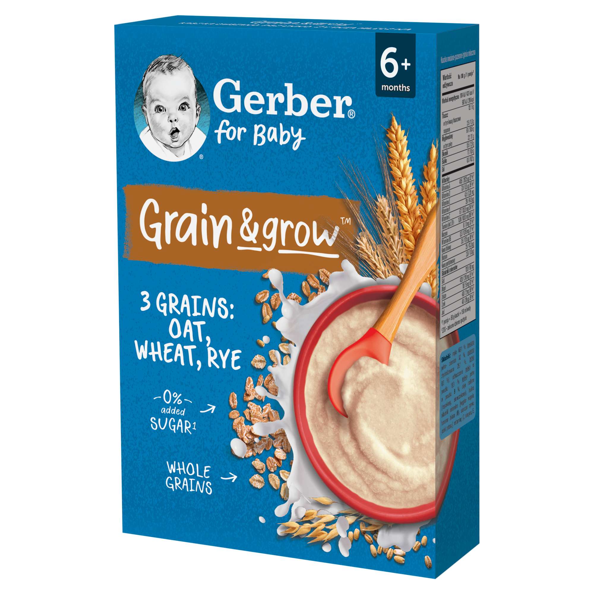 Gerber Grain & grow Kaszka owsiano-pszenno-żytnia mleczna po 6 miesiącu 200 g zdjęcie