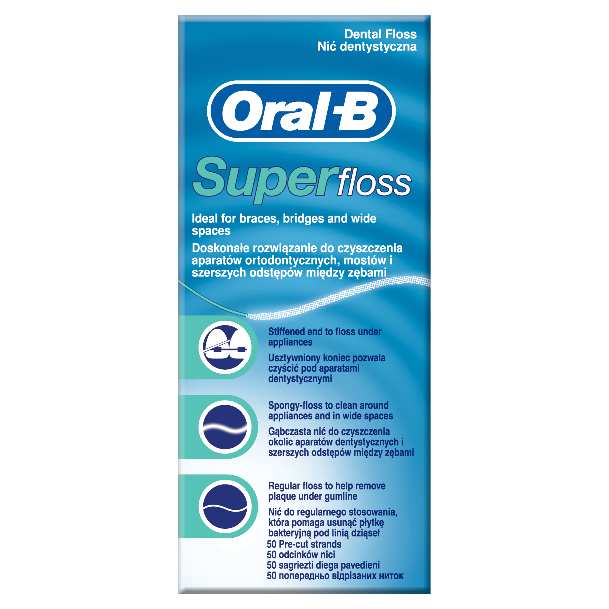 ORAL-B SUPER FLOSS Nić dentystyczna do aparatów ortodontycznych - 50 odcin. zdjęcie