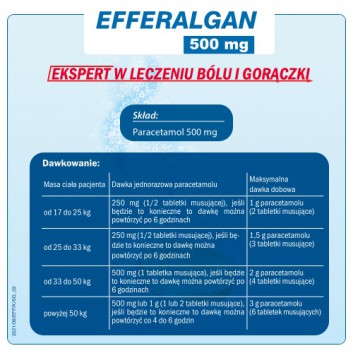 EFFERALGAN 500 mg, tabletki musujące, 16 sztuk