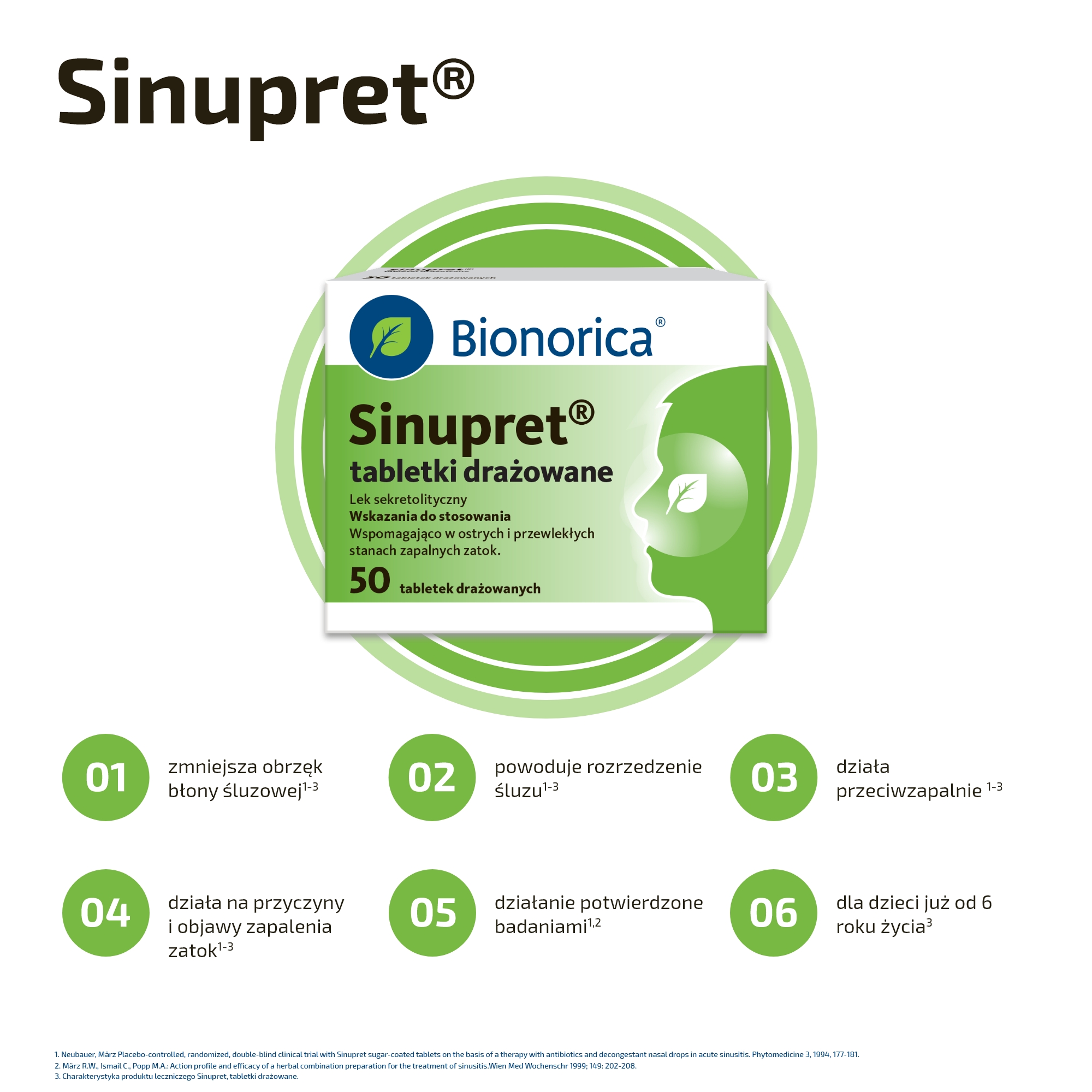 Sinupret, tabletki drażowane, 50 sztuk