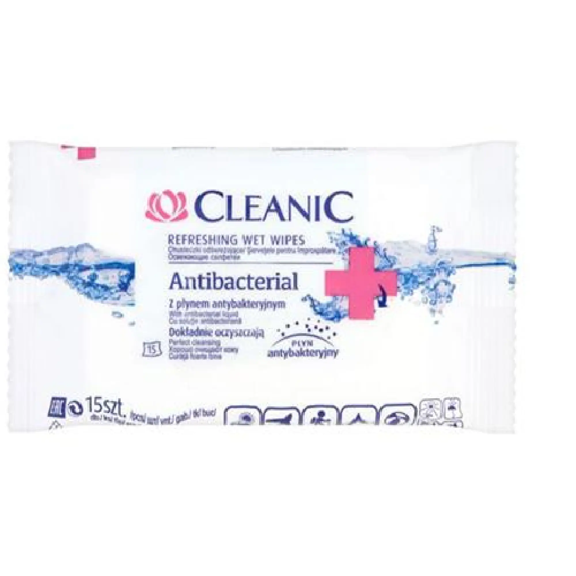 Cleanic Dezynfekujące Chusteczki do rąk i powierzchni Disinfecting, 15 sztuk zdjęcie