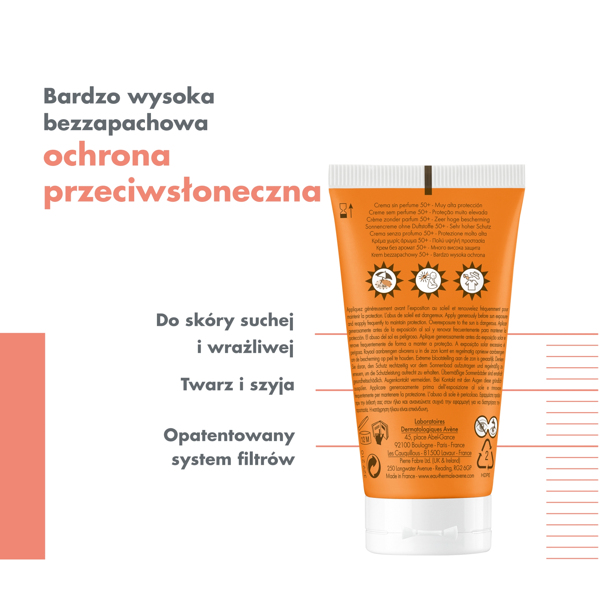 Avene krem przeciwsłoneczny bez zapachu SPF50+ bardzo wysoka ochrona 50 ml