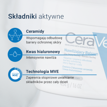 CeraVe, nawilżający balsam z ceramidami do skóry suchej i bardzo suchej, 454 g
