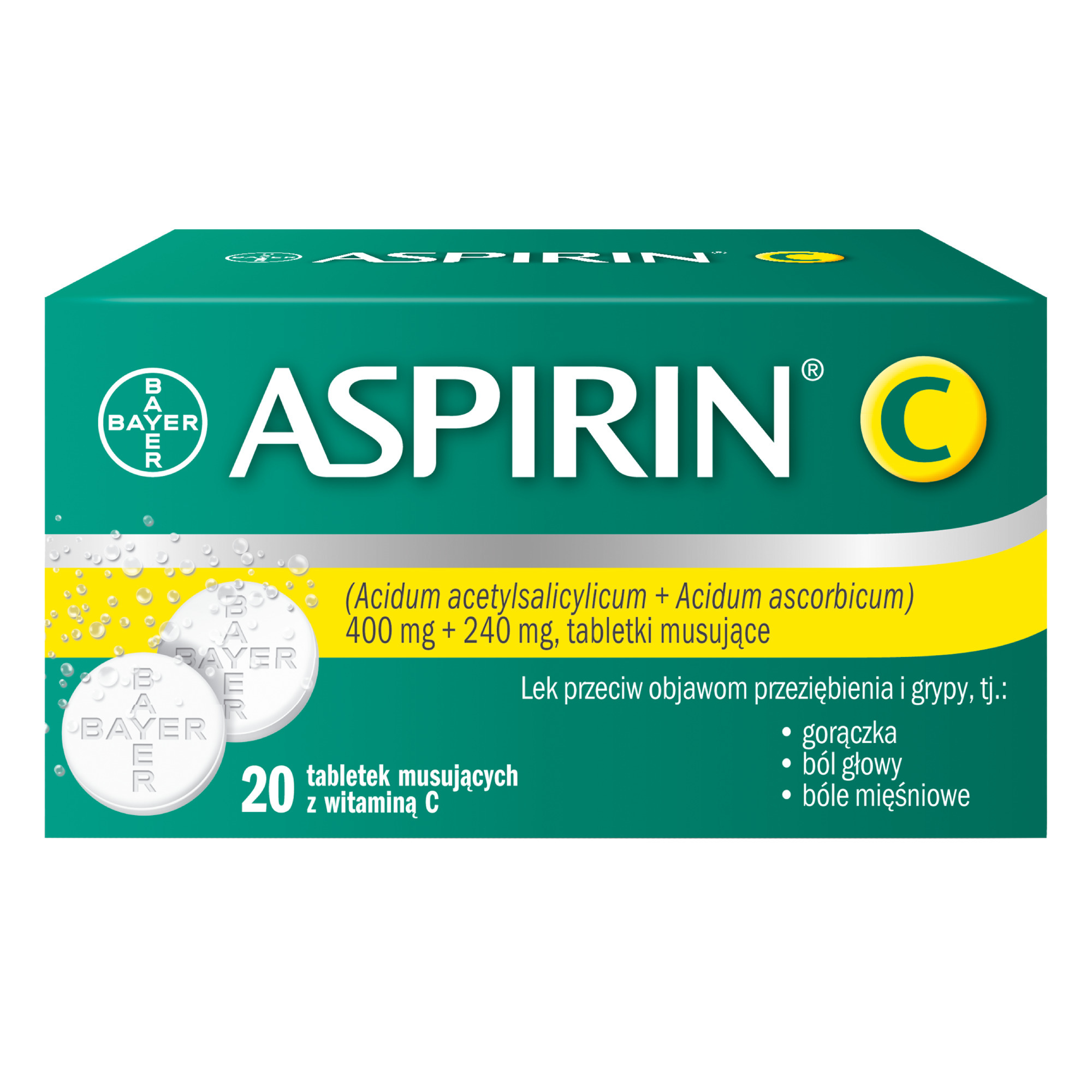 Aspirin C 400mg + 240mg 20 tabletek musujących z witaminą C zdjęcie