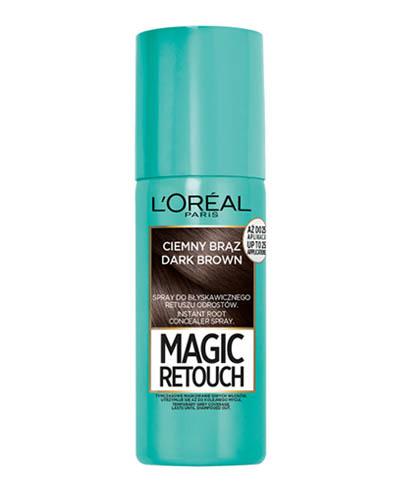 L'Oreal Magic Retouch Spray do błyskawicznego retuszu odrostów ciemny brąz, 75 ml, cena, opinie, stosowanie zdjęcie