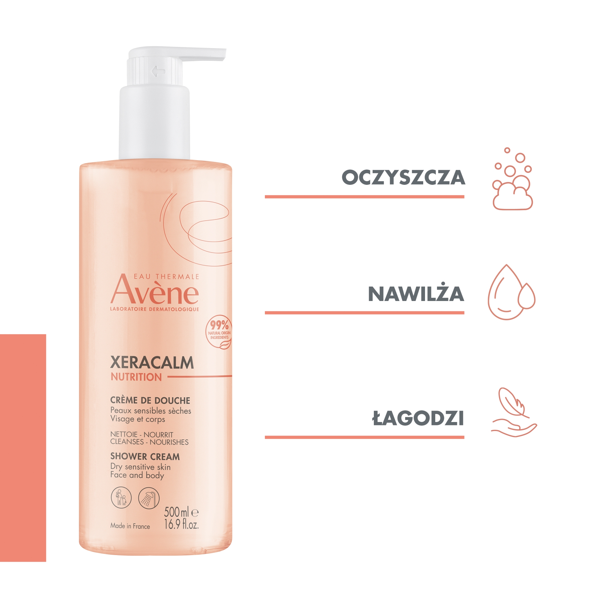 AVENE XERACALM NUTRITION, krem pod prysznic, 500 ml