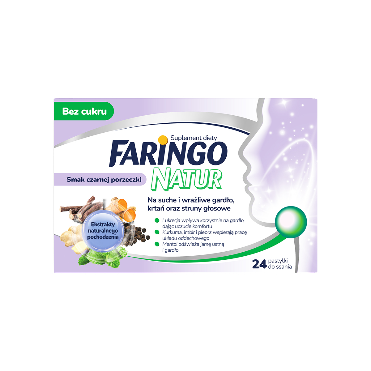 FaringoNatur, smak czarnej porzeczki, pastylki, 24 sztuki