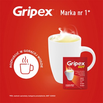 Gripex Hot 650 mg + 50 mg + 10 mg 12 saszetek