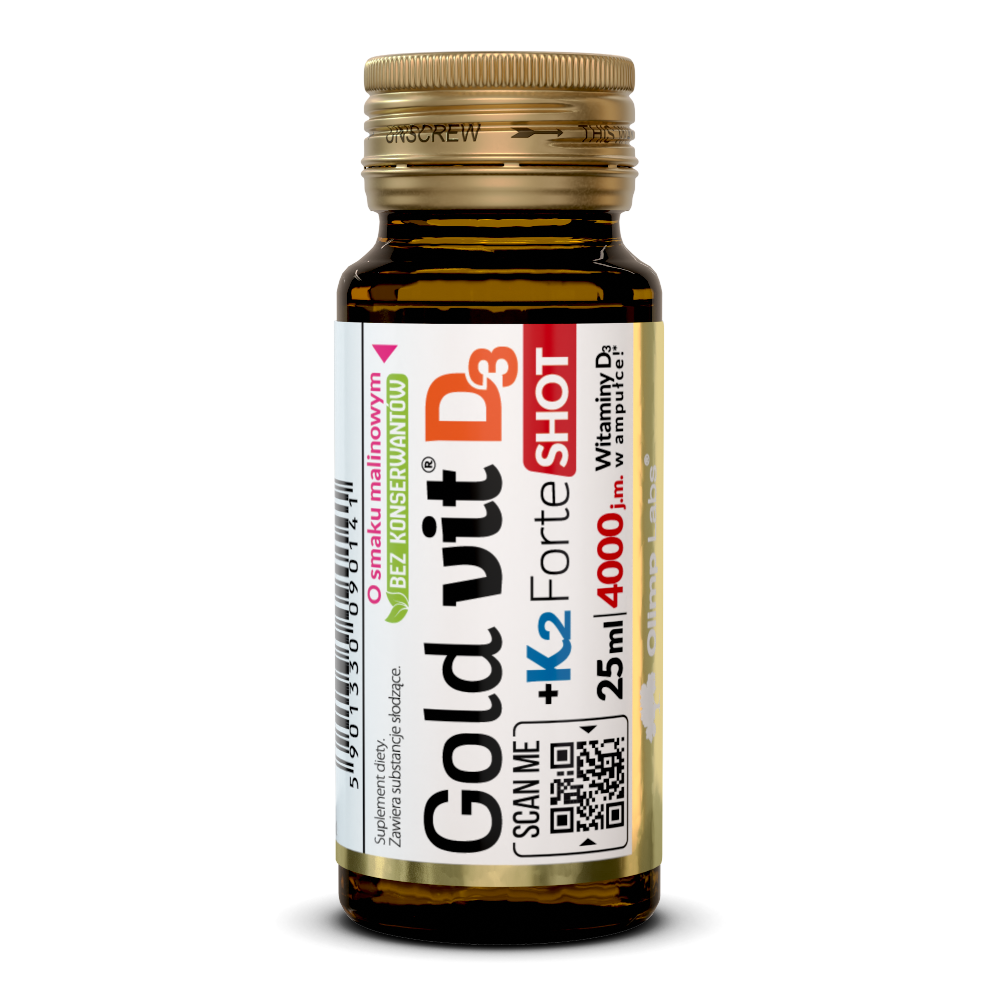 Olimp Gold-Vit D3 + K2 Forte Shot o smaku malinowym, 25 ml zdjęcie