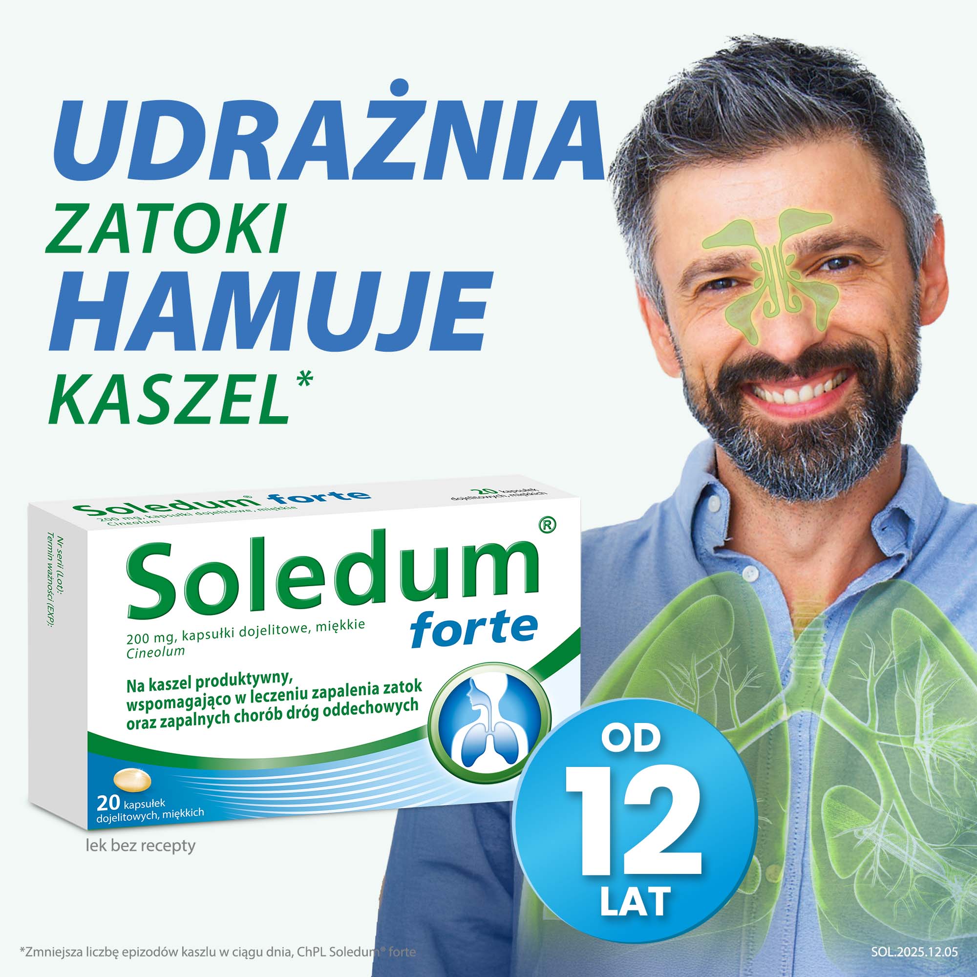 Soledum forte, 200 mg, kapsułki dojelitowe miękkie, 20 szt.