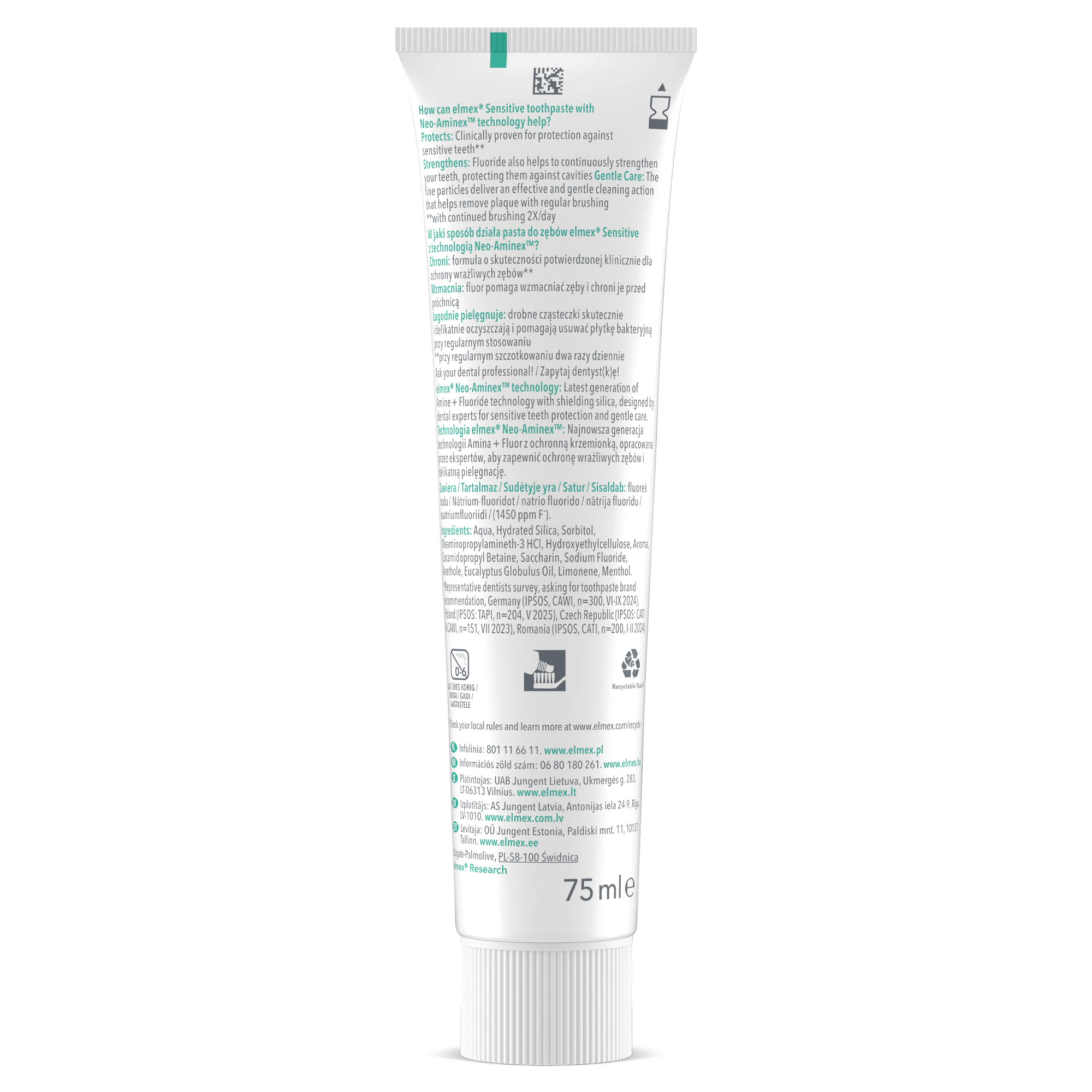 Elmex Sensitive Whitening z aminofluorkiem pasta do zębów 75 ml