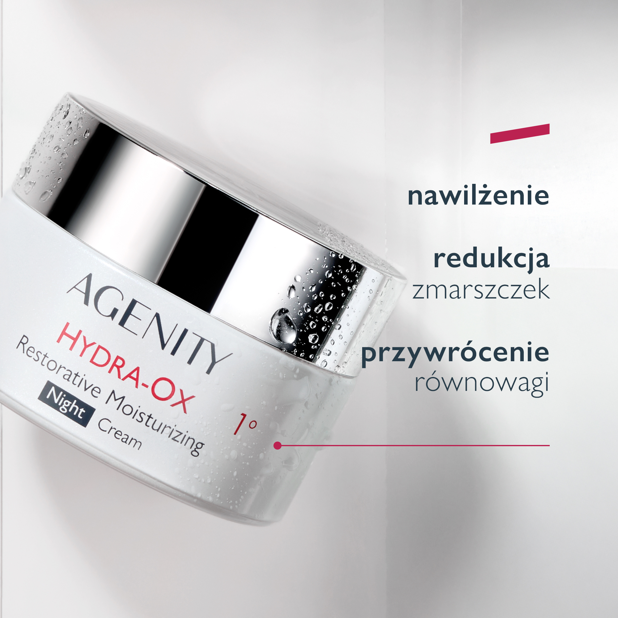 Agenity Hydra-Ox 1°, Krem nawilżający odbudowujący na noc, 50 ml