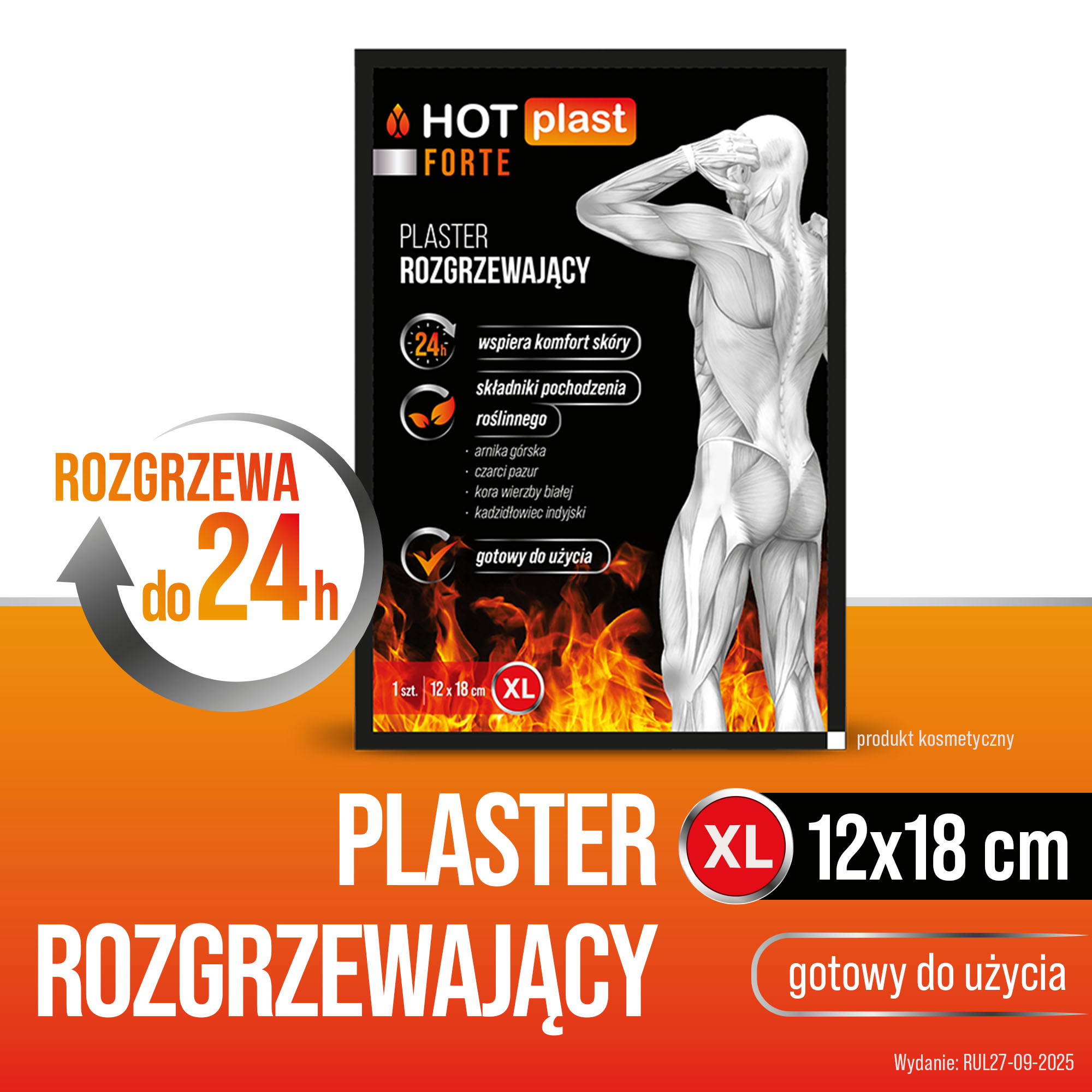 HOT plast Forte plaster rozgrzewający, 12 x 18 cm, 1 sztuka