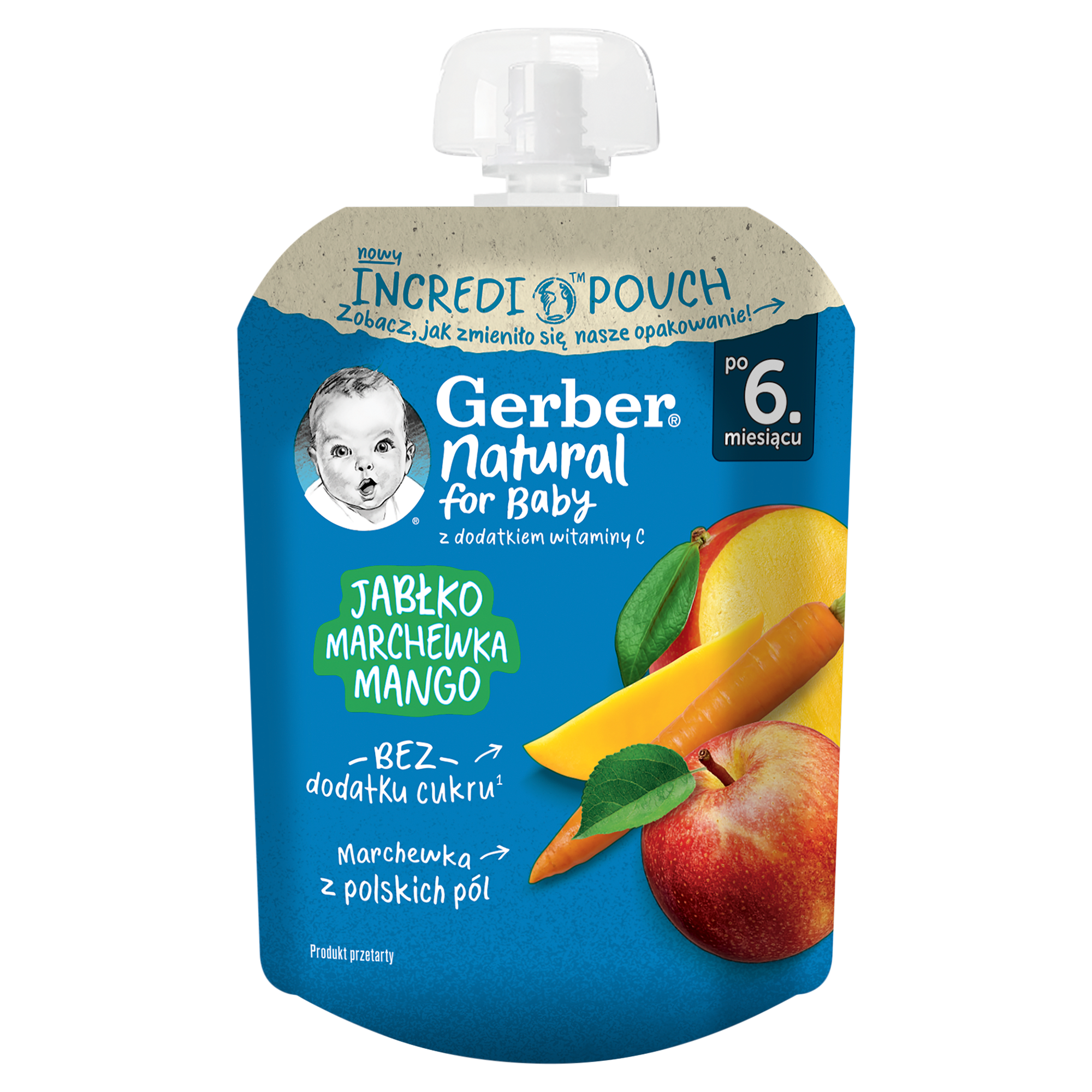 Gerber Natural For Baby Deserek jabłko-marchew-mango po 6. miesiącu, 80 g zdjęcie