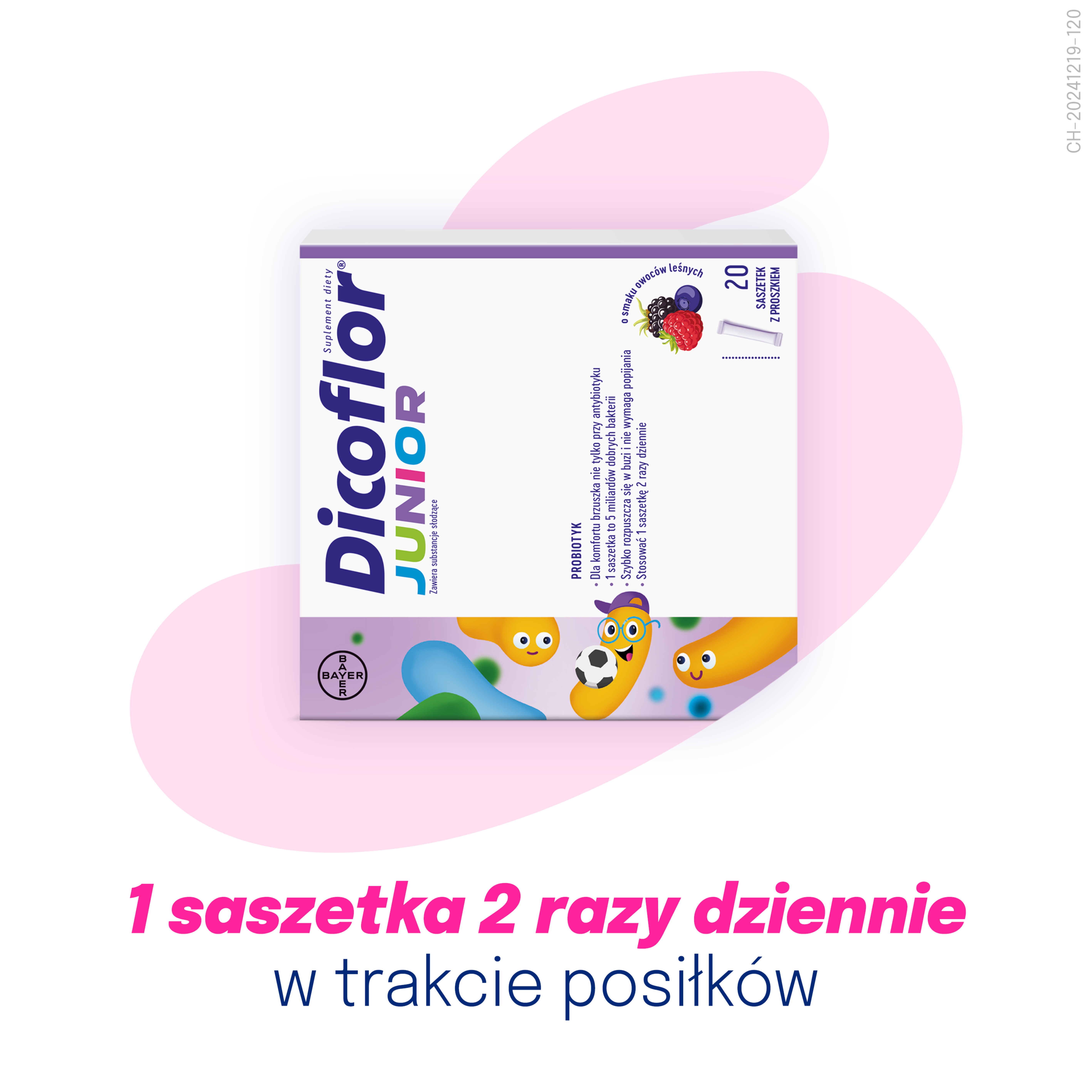 Dicoflor Junior o smaku owoców leśnych, saszetki, 20 sztuk