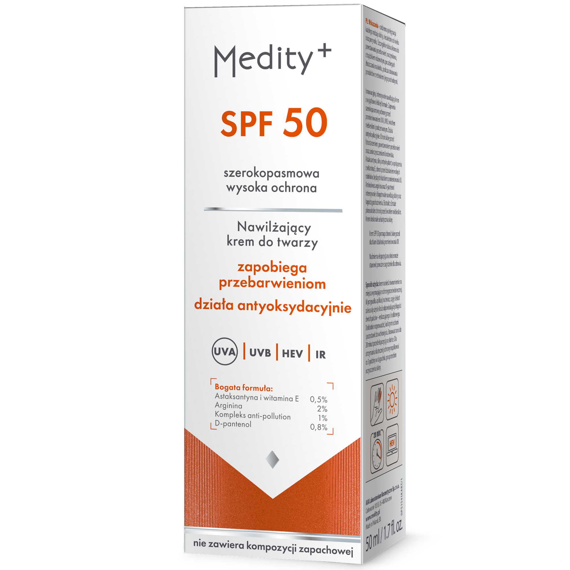 Ava Medity+ SPF 50 nawilżający krem do twarzy, 50 ml